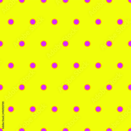 Abstract Seamless Pattern Color Yellow And Pink Round Circles Background Texture Vector Design Style