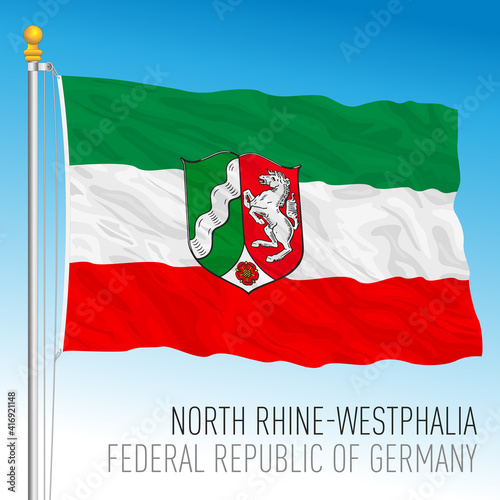 North Rhine Westphalia lander flag, federal state of Germany, europe, vector illustration