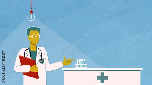 doctor in the medical office talks about vaccination