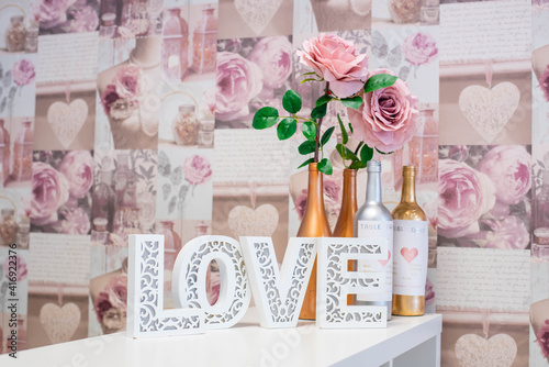 love sign with flowers background