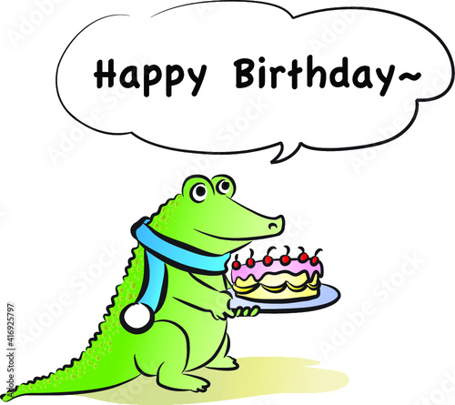 vector Cartoon crocodile say happy birthday