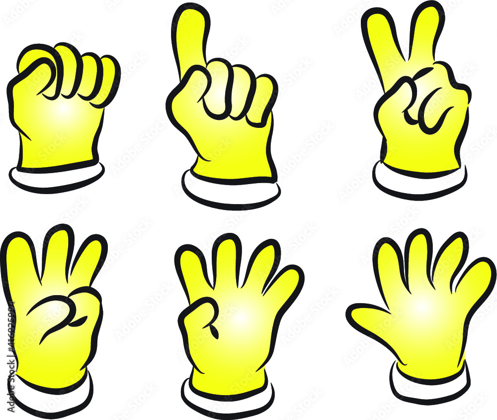 Fototapeta premium vector glove point finger number set