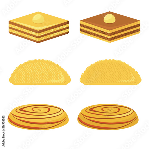 vector set of novruz traditional bakery, baklava