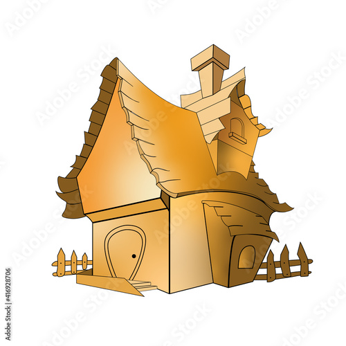 Isolated ocher gradient hоusе with chimney