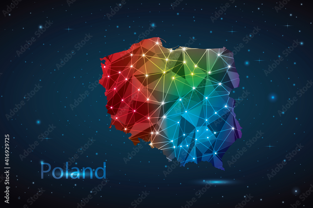 Abstract Polygon Map of Poland. Vector Illustration Low Poly Color ...