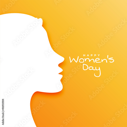 yellow happy womens day background wth female face