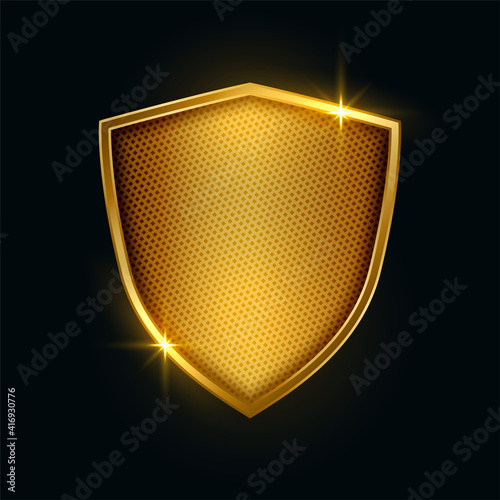 premium golden metallic security shield badge design photo