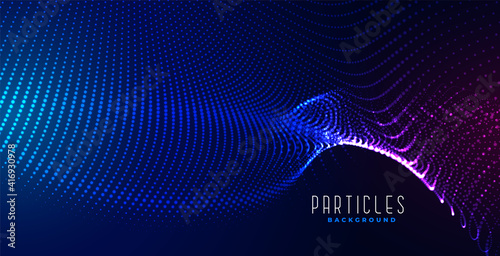 digital particle mesh wave glowing background