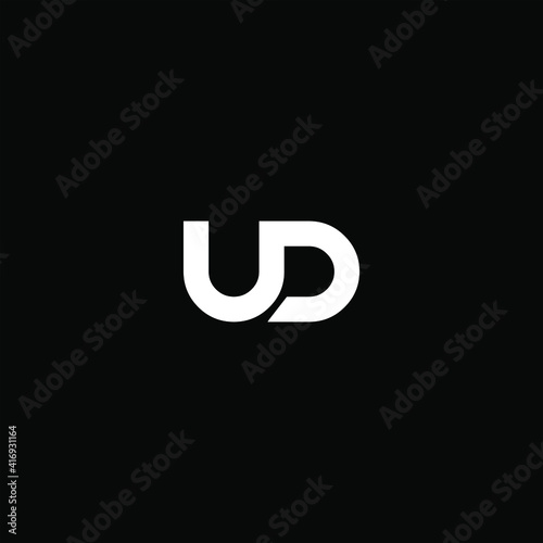 U D letter logo vector design on black color background. UD monogram