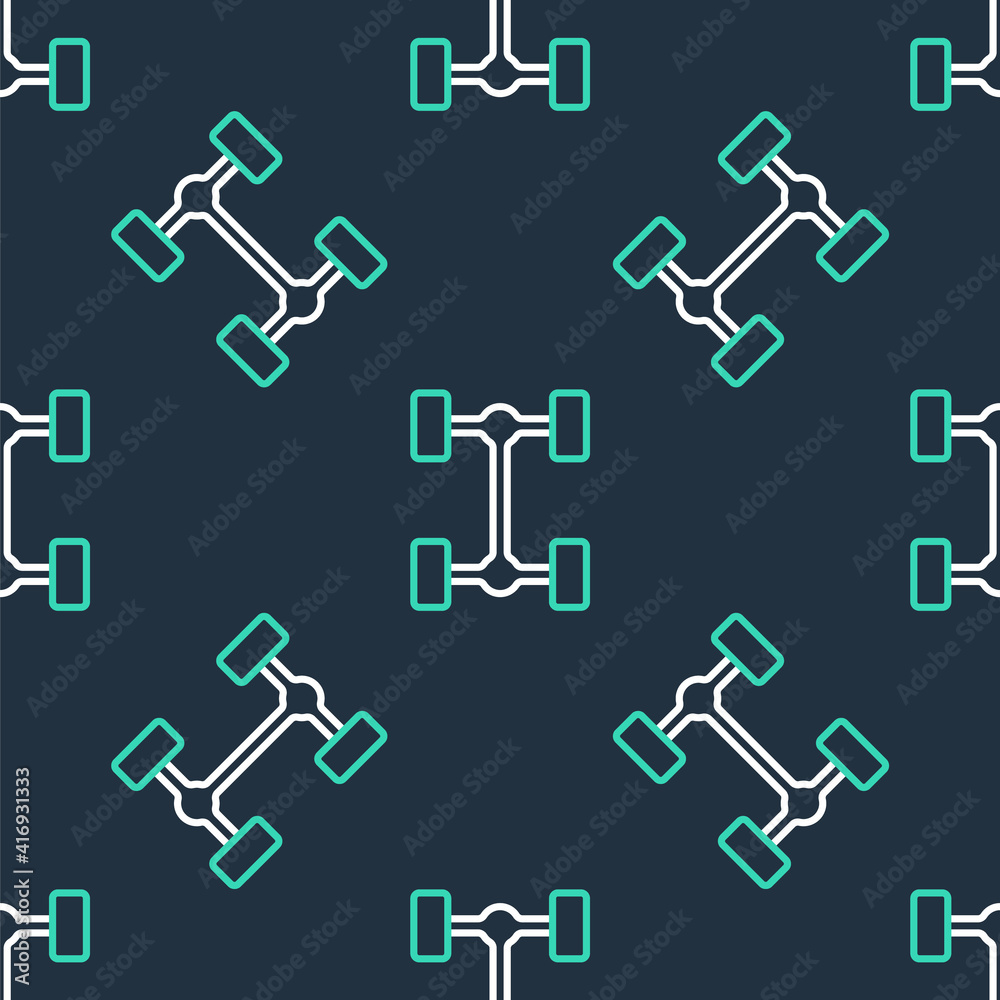 Line Chassis car icon isolated seamless pattern on black background. Vector. Line Chassis car icon isolated seamless pattern on black background. Vector.