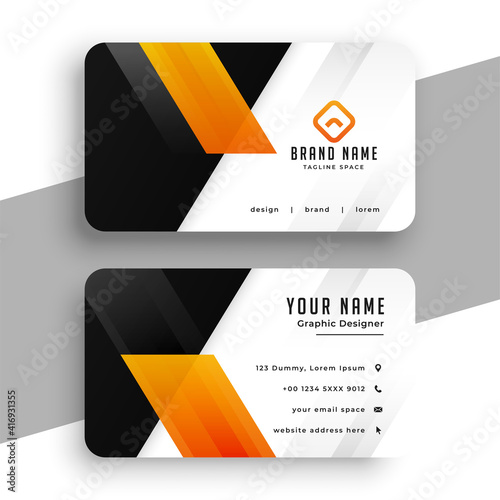 nice orange business card in geometric style