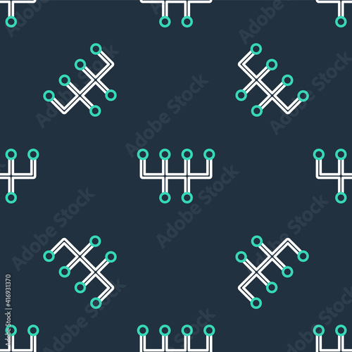 Line Gear shifter icon isolated seamless pattern on black background. Transmission icon. Vector.