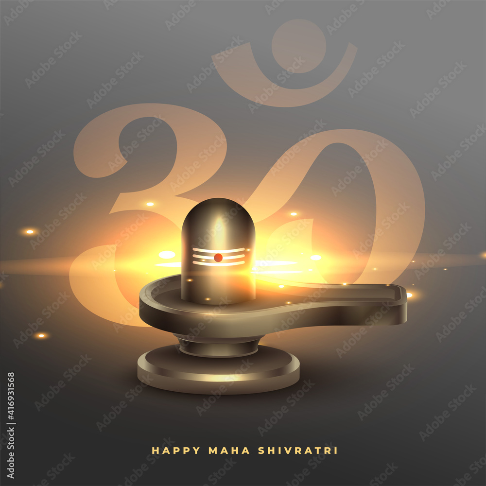 maha shivratri blessing wishes card with shivling idol - obrazy, fototapety, plakaty 