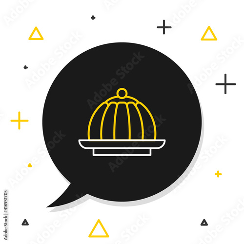 Line Pudding custard with caramel glaze icon isolated on white background. Colorful outline concept. Vector.
