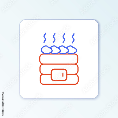 Line Hot sauna stones icon isolated on white background. Spa resort recreation, bathhouse relaxation. Hot stones on electric heater. Colorful outline concept. Vector.