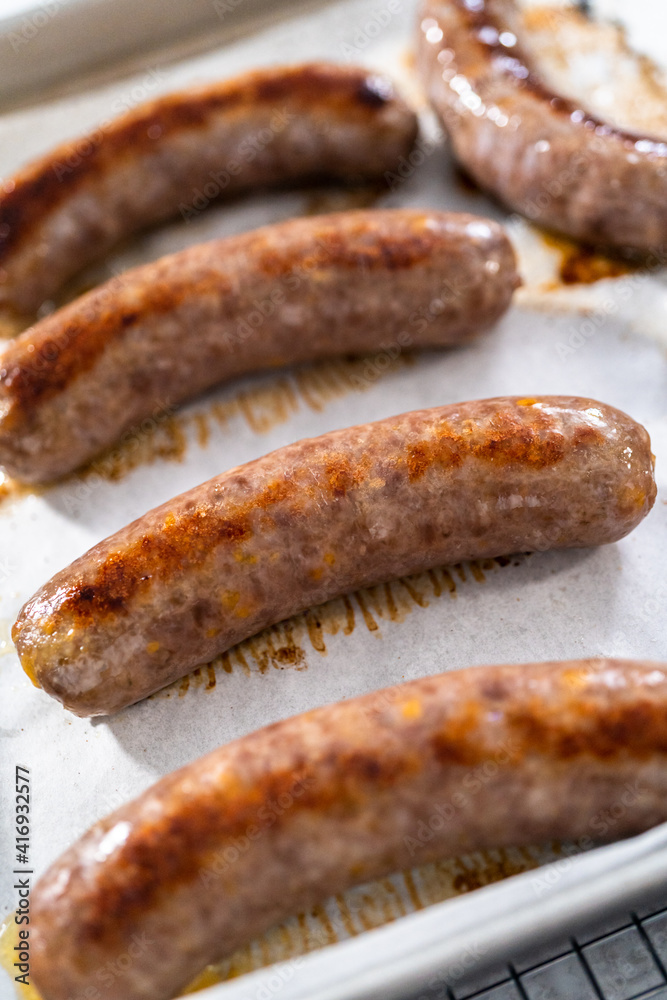 Cooking bratwurst Cooking bratwurst