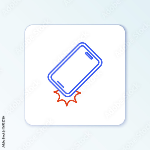 Line Shockproof mobile phone icon isolated on white background. Colorful outline concept. Vector.