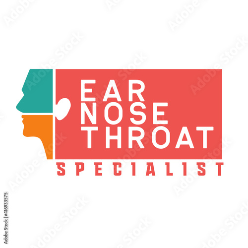 ear nose throat (ENT) logo for Otolaryngologists  clinic concept. vector illustration