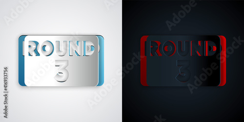 Paper cut Boxing ring board icon isolated on grey and black background. Paper art style. Vector.
