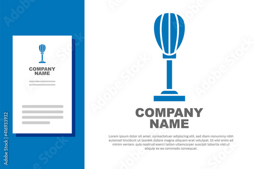 Blue Punching bag icon isolated on white background. Logo design template element. Vector.