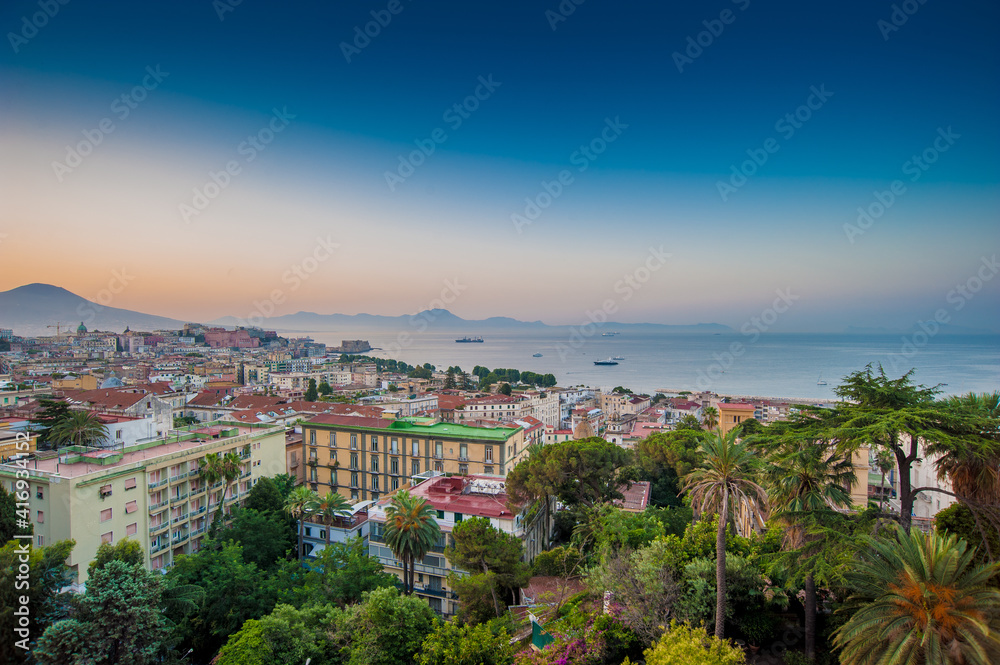 Panoramic view of Naples city and Mount Vesuvius