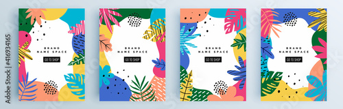 Modern abstract covers set, minimal covers design. Colorful geometric background, vector illustration.