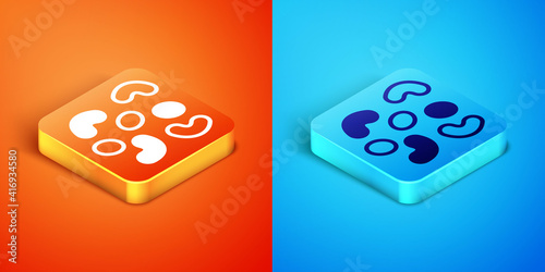 Isometric Jelly candy icon isolated on orange and blue background. Vector.