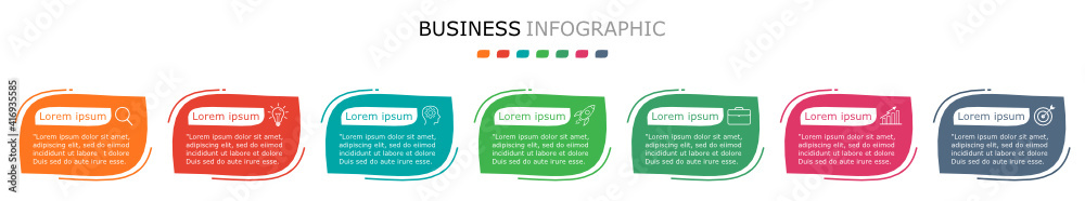 Business infographic Vector with 7 steps. Used for information,marketing,label,brochure,sign,outline, agenda,process,design,project,strategy,brainstorm,creative,growth,abstract,stairs,idea,text,work. Business infographic Vector with 7 steps. Used for information,marketing,label,brochure,sign,outline, agenda,process,design,project,strategy,brainstorm,creative,growth,abstract,stairs,idea,text,work.