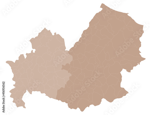 Molise map, division by provinces and municipalities. Closed and perfectly editable polygons, polygon fill and color paths editable at will. Levels. Political geographic map. Italy