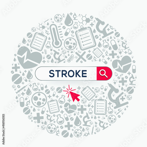 (Stroke) disease written in search bar, Vector illustration