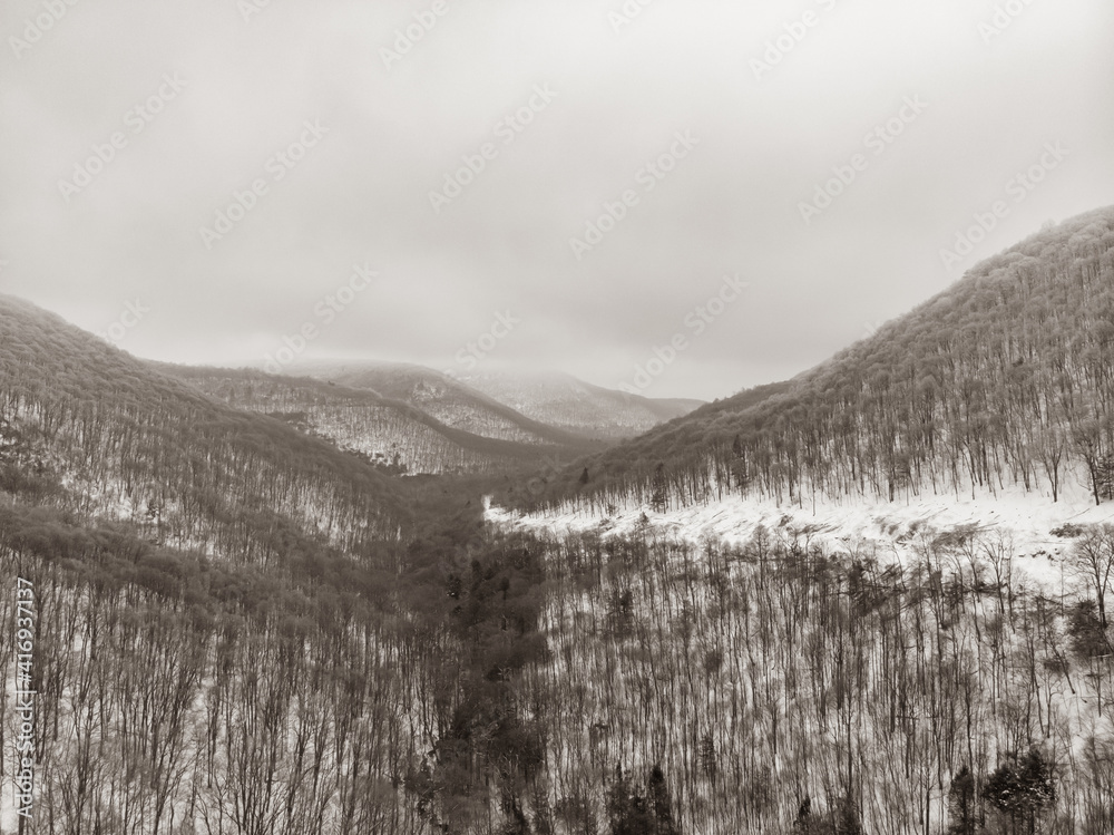 Winter in the appalachians creates beautiful landscapes