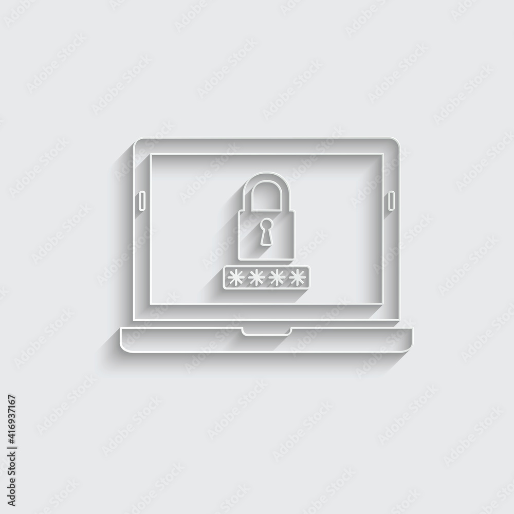 laptop password protection icon. Security password sign. padlock icon laptop password protection icon. Security password sign. padlock icon