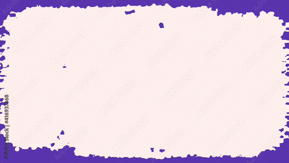 Horizontal purple and white frame. Catroon style backdrop. Cool simple design of empty surface with dark border. Decorative artistic image with empty square for text