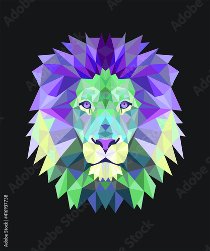 Lion Face polygon vector, template, icon, image, infographic, minimal, logotype, symbol, sign, poster, sticker, t-shirt graphic design. photo