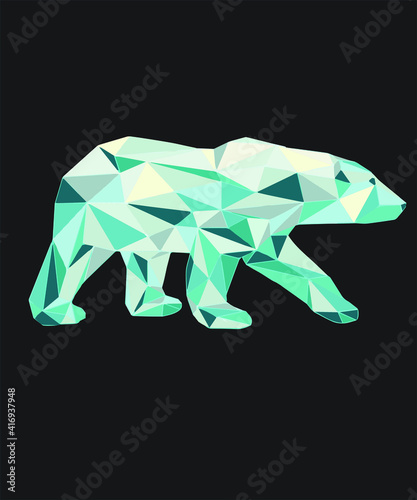 Polar bear polygon vector, template, icon, image, infographic, minimal, logotype, symbol, sign, poster, sticker, t-shirt graphic design.