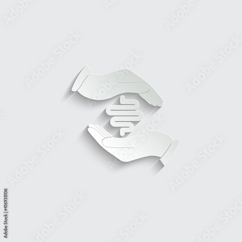 paper hand holds gut icon care  vector