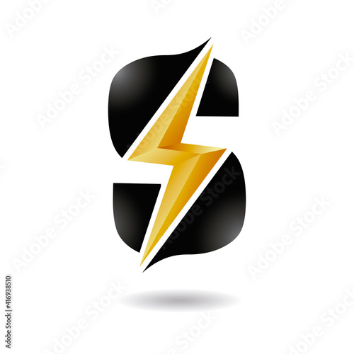 Flash letter S logo. 3d electrical S letter concept.