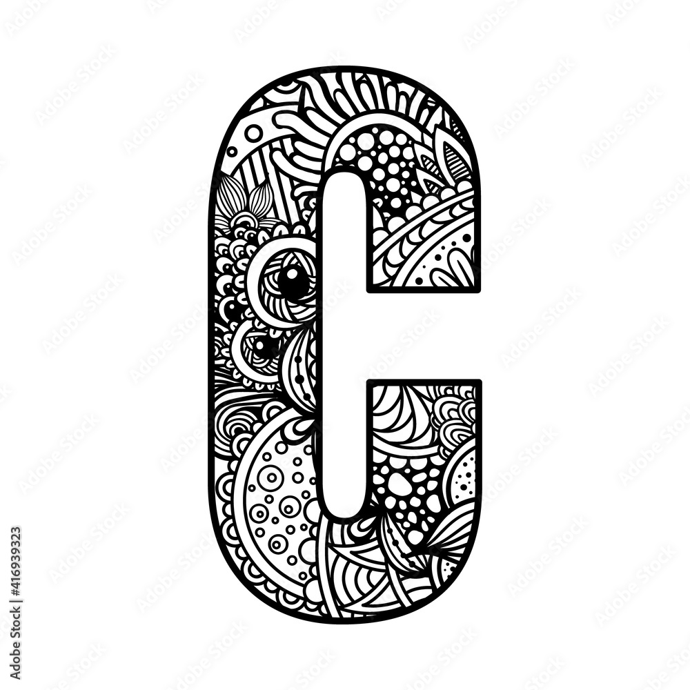 C monogram font. Vector ornamental