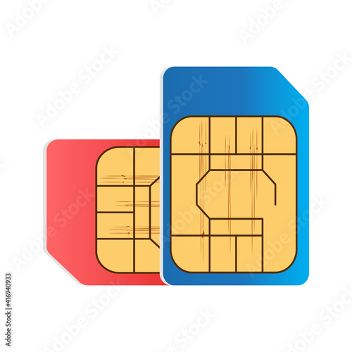 sim card chip card isolated on white background. vector illustration
