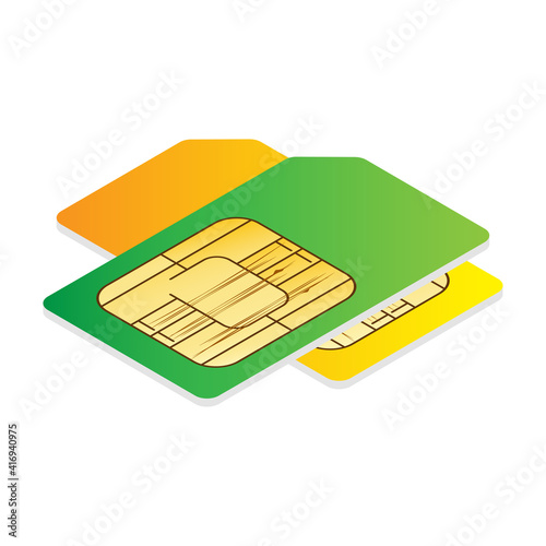 sim card chip card isolated on white background. vector illustration