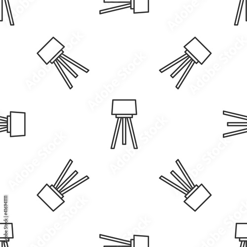 Grey line Floor lamp icon isolated seamless pattern on white background. Vector.