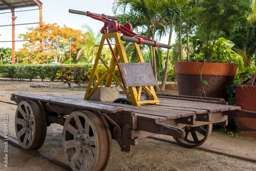 The vintage railroad cart used for repairs in the tracks, Cuba photo