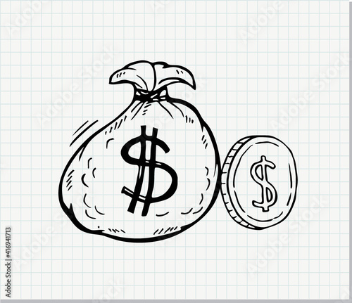 Money bag with dollar sign, vector illustration