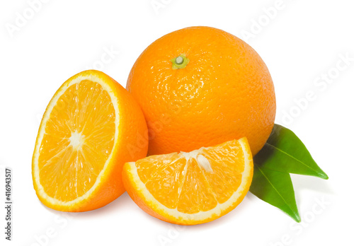 Ripe juicy sweet orange isolated on a white background