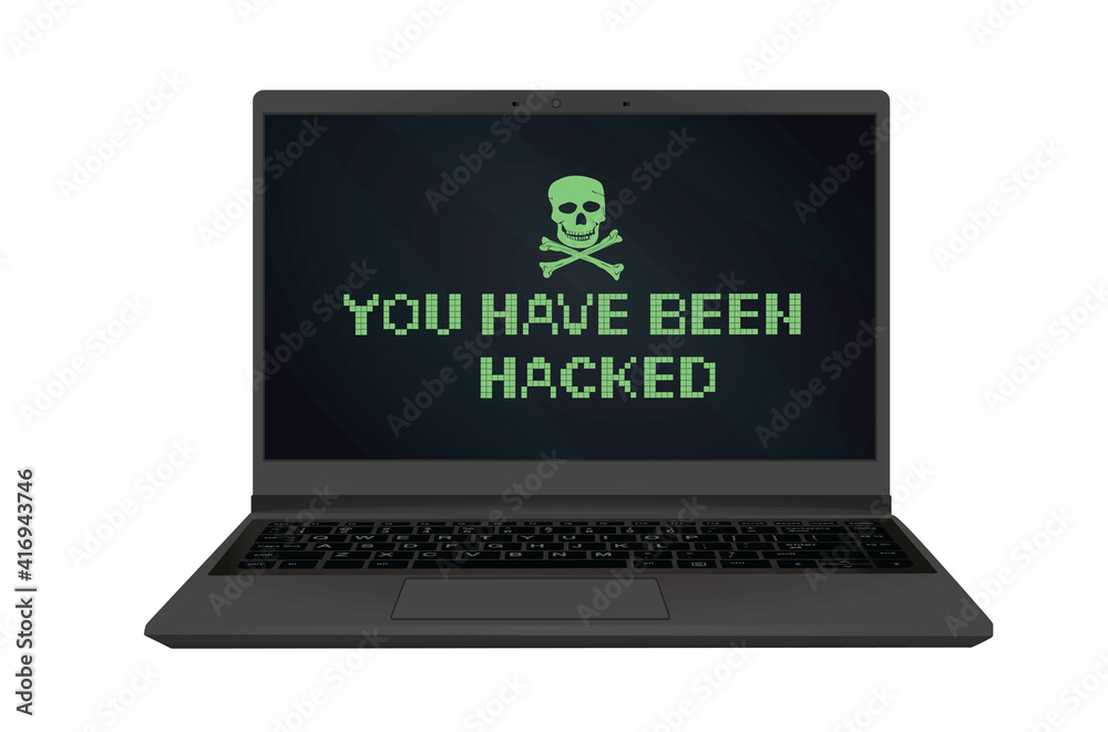 You have been hacked text on laptop. vector You have been hacked text on laptop. vector