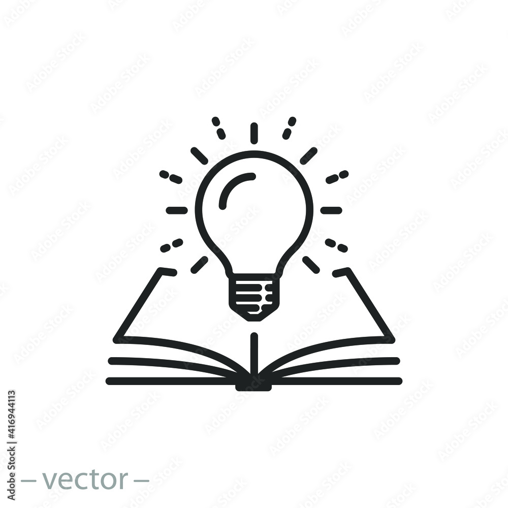 open book with lightbulb, concept new knowledge, understanding wisdom