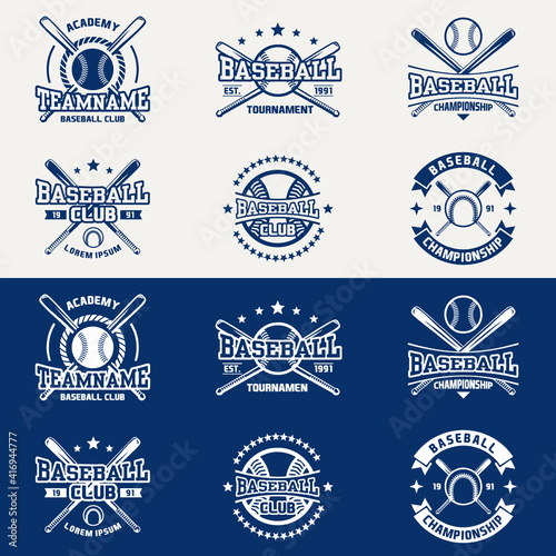 Vintage baseball logos, emblems, badges and design elements. Vector illustration. graphic Art. for t-shirt, club or championship