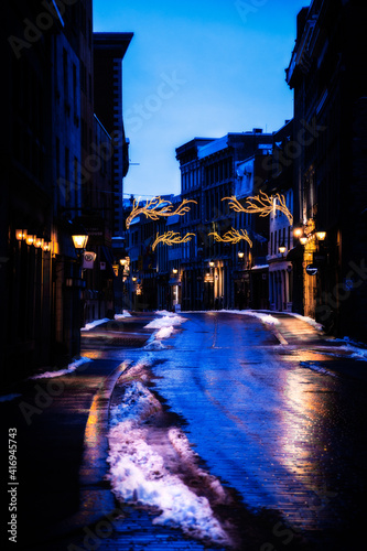 Montreal Old streets at night Quebec