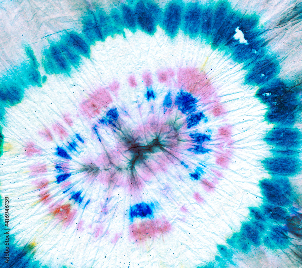  Cyan Tie Dye Repeat. Dyed Print Soft