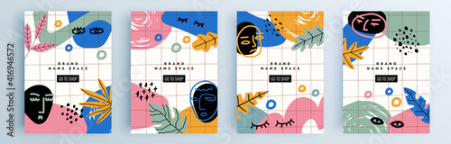 Modern abstract covers set, minimal covers design. Colorful geometric background, vector illustration.